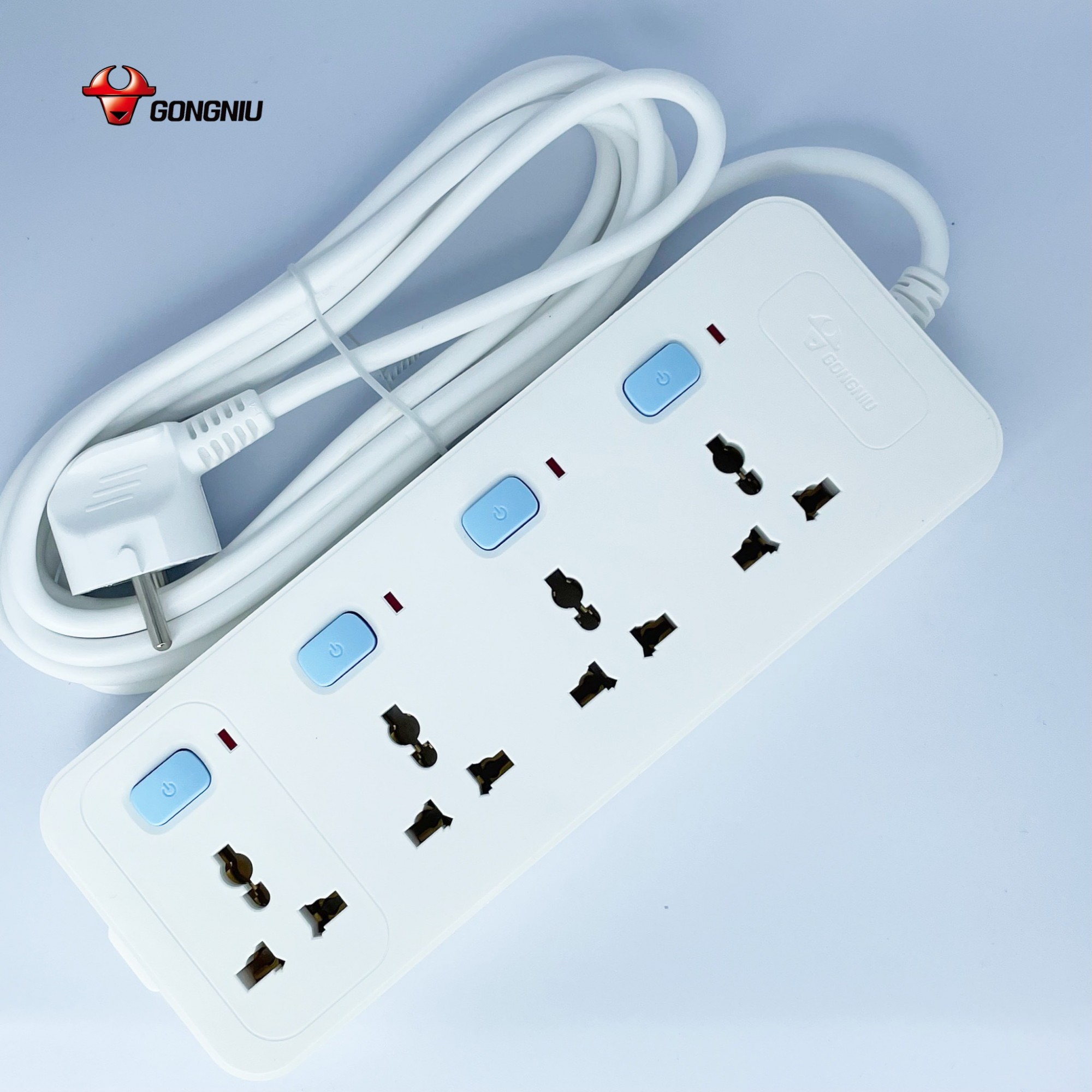 Ổ cắm điện GONEO 4 ổ đa năng 4 công tắc - Công Suất 10A/250/2500W – Trắng – Chính Hãng - N3040 8