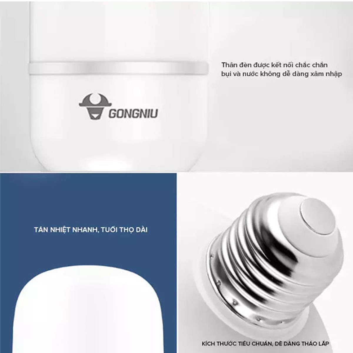 Bóng đèn LED Bulb Trụ Goneo MQ – C040B AS (E27/40W/6500K) – Ánh sáng trắng – Bền bỉ – Tiết kiệm điện