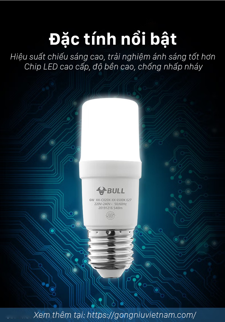 Bóng đèn LED Bulb Goneo 6W E27 – MQ-E006A- BS 6500K – Hiệu Suất Cao