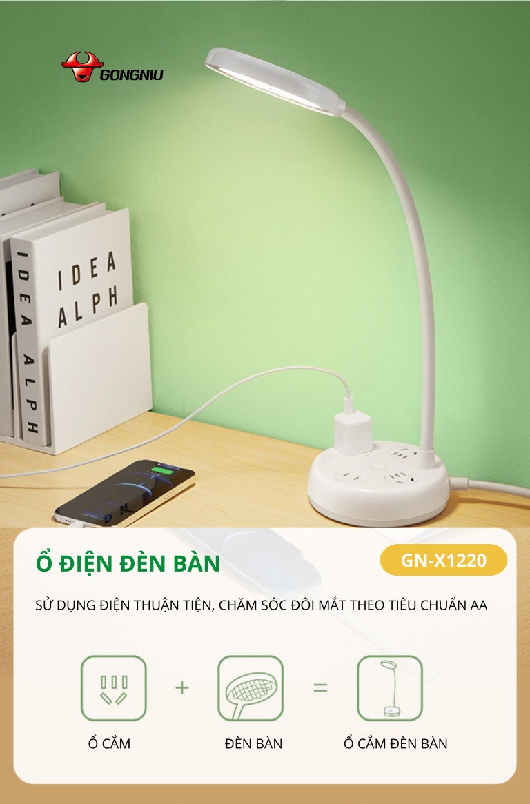 Ổ CẮM ĐÈN BÀN 2 TRONG MỘT TIỆN LỢI VÀ AN TOÀN 2
