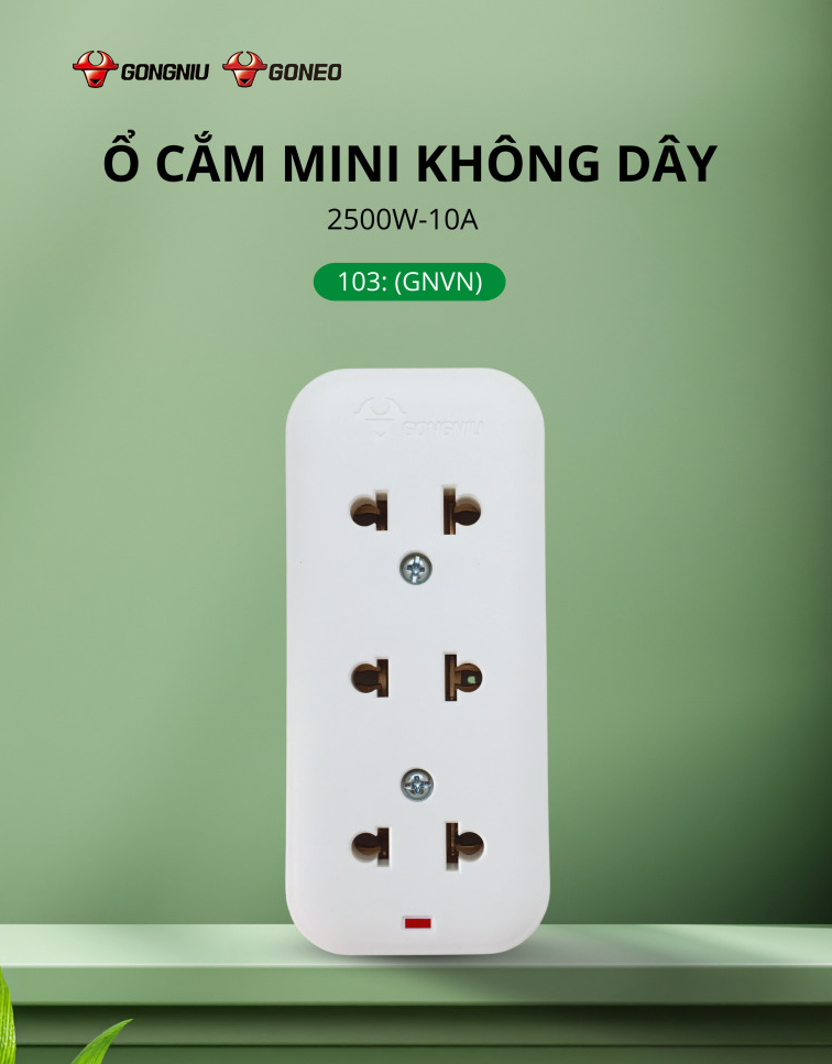 Ổ CẮM ĐIỆN CHỐNG CHÁY MINI GONGNIU - GONEO 103 1