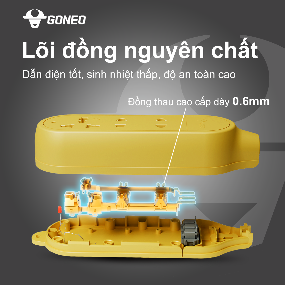 Ổ Cắm Chống Va Đập Chống Cháy GONEO 3 Ổ Đa Năng Công Suất Lớn 16A/4000W – C4D