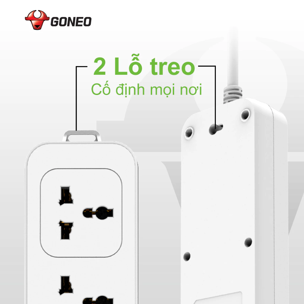 Ổ Cắm Điện Chống Cháy GONEO 5 Ổ Đa Năng 1 Công Tắc - N1050/250V/2500W - Chính Hãng GONEO 5