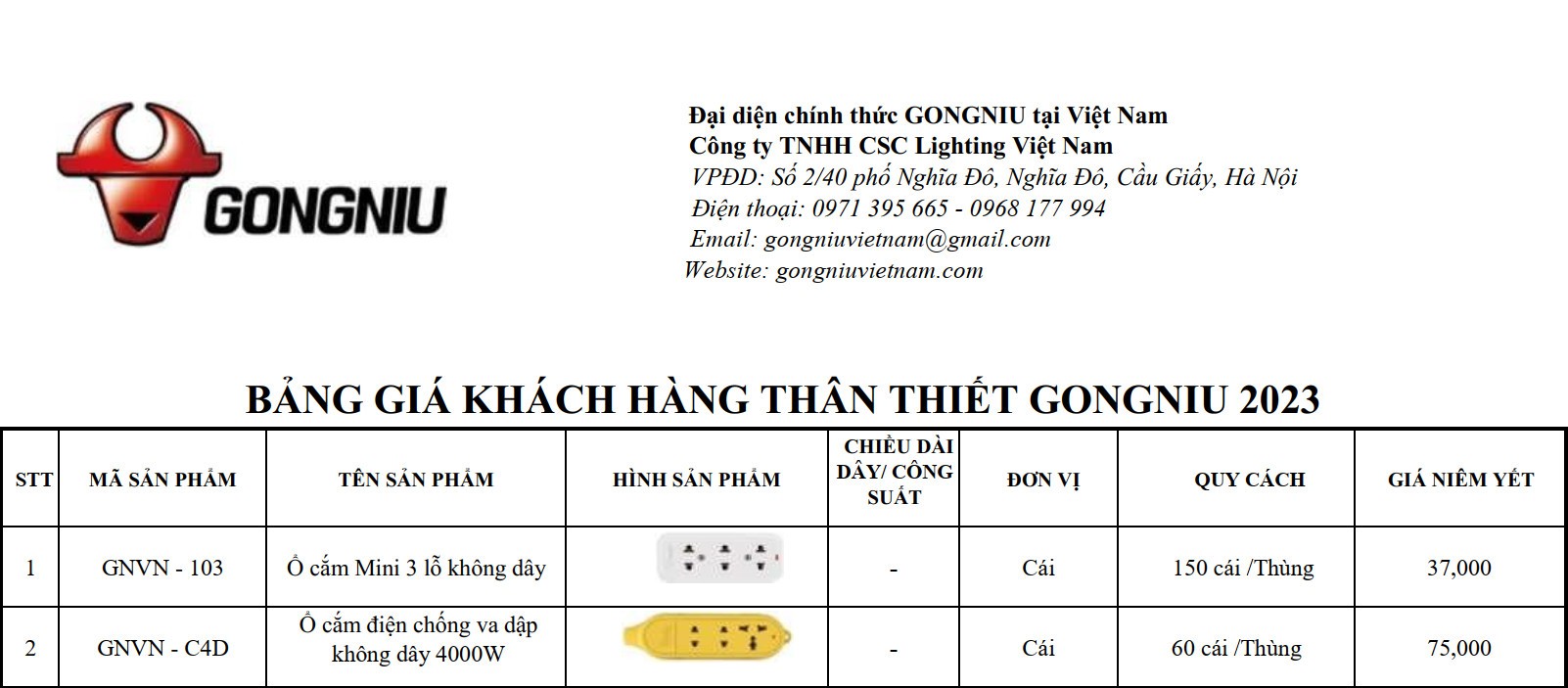 Bảng giá 1