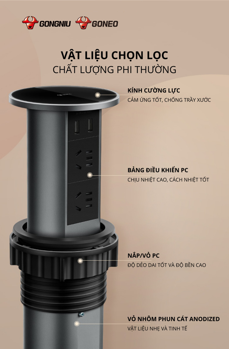 Ổ CẮM ÂM BÀN GN-SD104U HIỆN ĐẠI- ĐẲNG CẤP 13