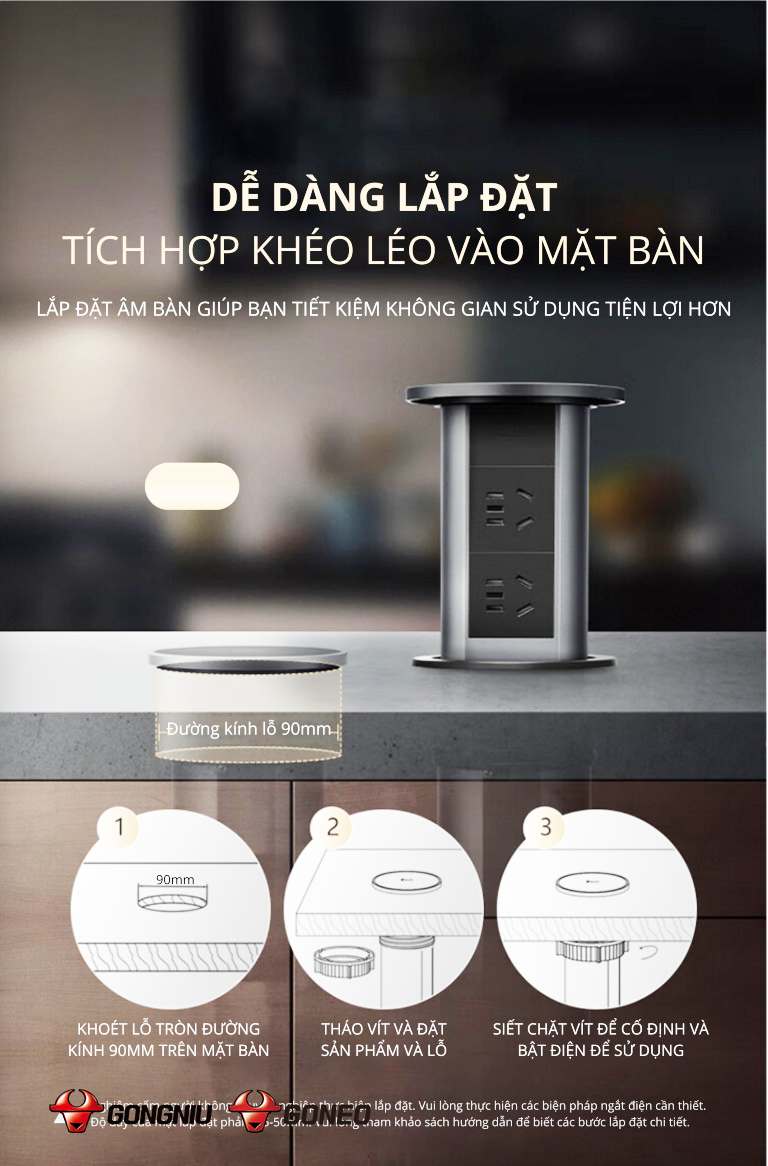 Ổ CẮM ÂM BÀN GN-SD104U HIỆN ĐẠI- ĐẲNG CẤP 7