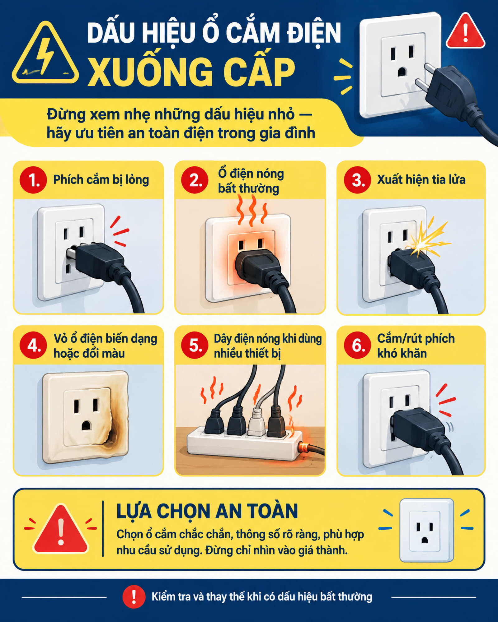 Dấu hiệu ổ cắm xuống cấp
